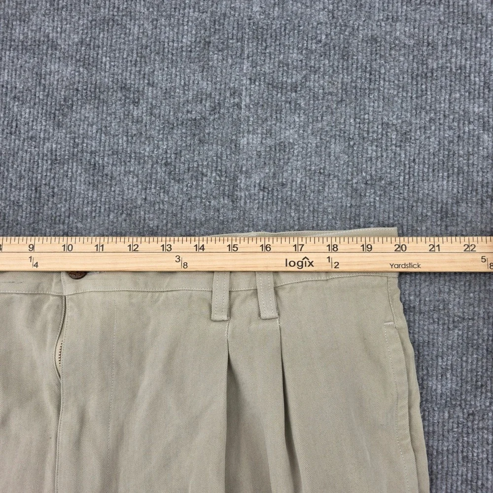 Tommy Bahama Relax Mens 40 100% Silk Herringbone Pleated Trousers Khaki Tan